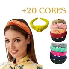 Tiara de Cabelo | Arco com Nó Turbante e Tecido Malha Canelado Feminina Adulto Acessórios