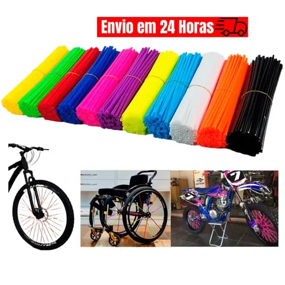 Capa De Raio Para Bike Moto Cadeira De Rodas Universal Bicicleta Canudo Cores