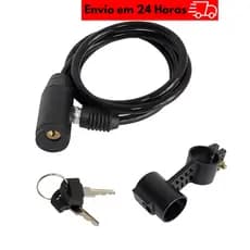 Corrente Cadeado Bicicleta Anti Furto Tranca de Aço Bike 1 Metro x 6mm Com Chave
