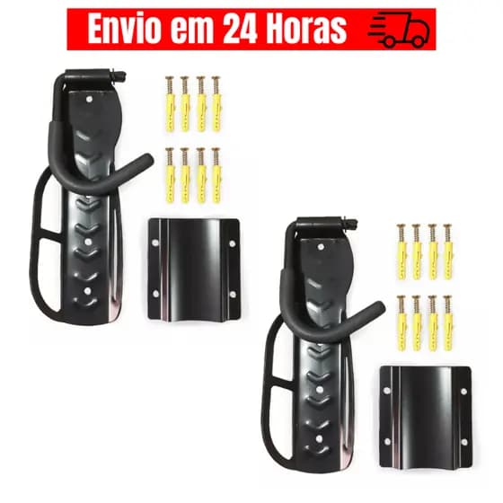 Kit 2 Ganchos Com Apoio de Pneu Suporte De Parede Para Bicicleta Bikes