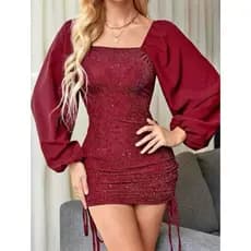 Vestido Elegante de Brilho com manga Vuol charmosa...