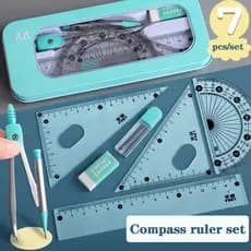 7Pcs/Lote Conjunto Régua Kawaii Kit De Desenho Geométrico Apagador Para Costas Da Escola De Bússola Material Escolar 2022 Papelaria
