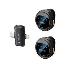 Microfone de Lapela Sem fio Magnético Redução de Ruído AI 2 EM 1 Entra Type-C e Lightning HREBOS IF-1000