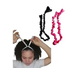 kit2 Amarrador Puff De Cetim Antfrizz Elástico ou Liga Afro Puff