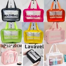 Bolsa feminina Nécessaire Washbag grande Transparente À Prova d'água com alça de mãoTMNH:30x12x21cm Galeriaddd