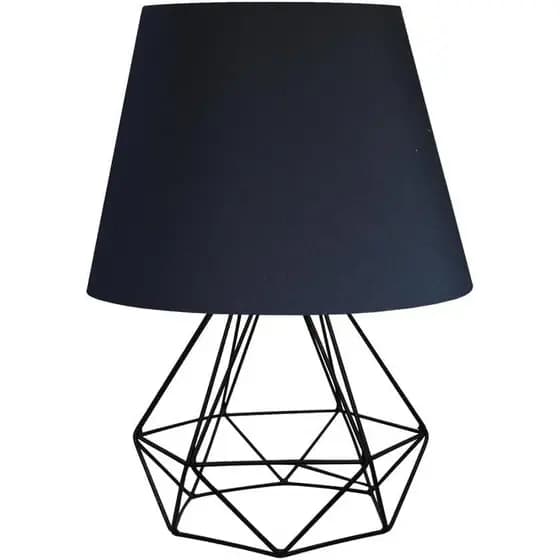 Abajur Aramado Cúpula Preta Tamanho Médio - Ideal para Mesa De Canto, Cabeceira de Cama, Sala (Preto - Preto)