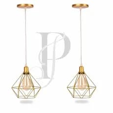 Kit 2 Pendente Lustre Luminária diamante Aramado Preto Industrial