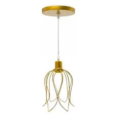 Pendente Tulipa Luminária Teto Aramado Cabo Cristal 1 Metro