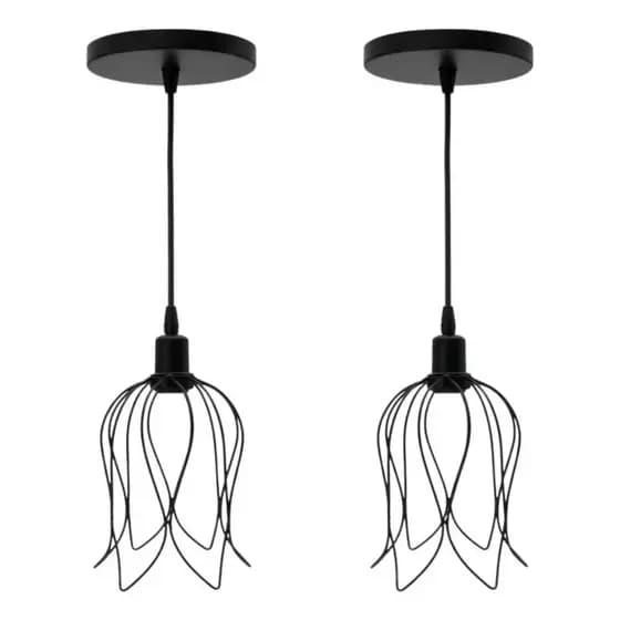 Pendentes Tulipa Luminária Teto Aramado Cabo 1 Metro Kit 2