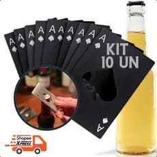 Abridor De Garrafa Aço Inox Carta De Baralho Naipe Espada 10 ou 5 unidades