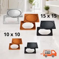 Ralo Click + Grelha 10x10/15x15 Para Banheiro  Rose Gold/Cobre, Preto e Inox Anti Insetos e Odor X-Matte