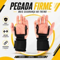 Luva Metal Treino Straps Gancho Musculação Crossfit Funciona X-MATTE