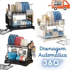 Escorredor De Louça Com Drenagem Automática 360°  Com 2 Níveis X-Matte