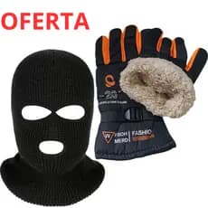 OFERTA Kit Luva de Moto Frio Antiderrapante + Touca Ninja Balaclava 3 Furos Inverno Motoqueiro