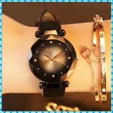 Kit De Relógio Feminino Casual Deslumbrante Cor Correia De Moda Feminina Quartzo De Pulso