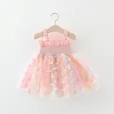 Vestido Rosa De Verão Para Meninas Com Design De Borboleta Doce Casamentos E Festas