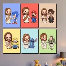 Placa Quadro Decorativo Infantil PERSONALIZADO Jesus Desenho Infantil - MDF 3mm (Bíblia infantil, Lembrancinha)