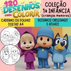 Caderno de desenhos para colorir CRIANÇAS CRECHE - 120 Desenhos (2 por folha) - Livrinho de colorir, livro infantil