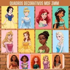 Placa Quadro Decorativo Infantil TODAS AS PRINCESAS - MDF 3mm (Decoração Infantil, Princesas, Decoração Menina)
