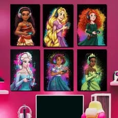 Placa Quadro Decorativo Infantil Princesa Gamer Videogame - MDF 3mm (Xbox, PSP, Playstation, quarto princesa, infantil)