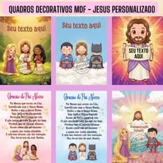 Placa Quadro Decorativo PERSONALIZADO Jesus Heróis e Princesas (Oração Pai Nosso, Evangelização, Porta Maternidade)