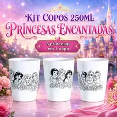 Kit de 10 a 50 Copos para Colorir Princesas Encantadas – Brindes e Lembrancinhas Infantis 👑