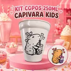 Kit de 10 a 50 Copos para Colorir CAPIVARA Fofa – Festa Infantil e Lembrancinhas, Aniversário Kids🧋