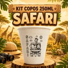 Kit 10 a 50 Copos para Colorir 250ml - SAFARI KIDS Festa Infantil Brinde e Lembrancinha Aniversário🦒