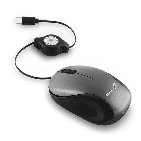 Tipo C interface Cabo Retrátil Mouse Com Fio 1000DPI Para Tablet Laptop