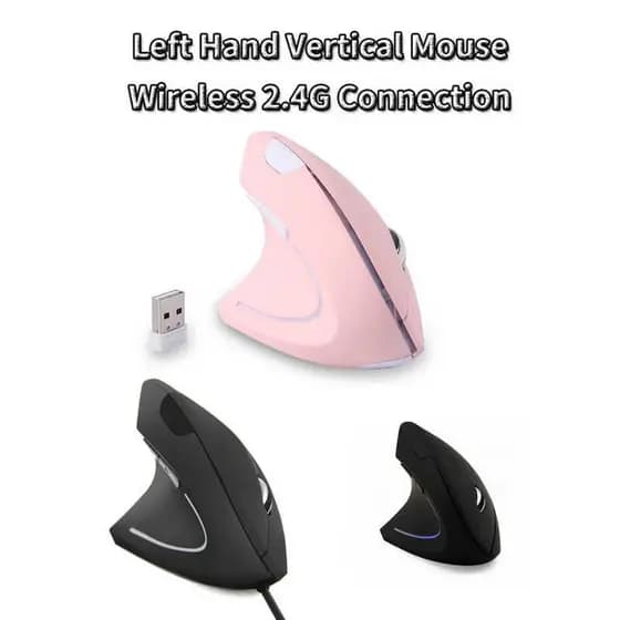 Mouse Vertical Com Fio/Sem Para Mão Esquerda 1600DPI Portátil USB Jogos PC E Laptop
