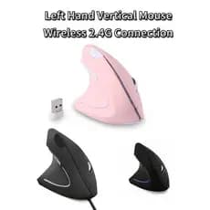 Mouse Vertical Com Fio/Sem Para Mão Esquerda 1600DPI Portátil USB Jogos PC E Laptop