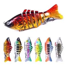 Pike Carpa Isca De Pesca 10cm 7 Segmentos Articulado Minnow Realista Colorido Tropical Peixe Dura Swimbait Equipamento