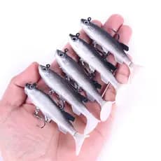 5 Pçs/Saco Isca De Pesca Macia Wobbler Swimbait Artificial SiliconeBait Carpa Chumbo Gabarito Peixe 12.5g/7.5cm