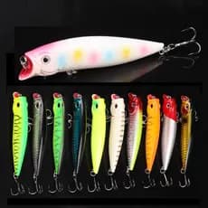 9cm 11.5g Artificial Popper Topwater Isca De Pesca Plástico ABS Dura Wobbler Biônica 6 # Gancho Marítima