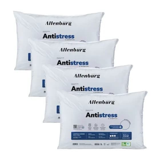 Kit 4 Travesseiros Altenburg Antistress Original Tech Fios de Carbono 50 x 70cm