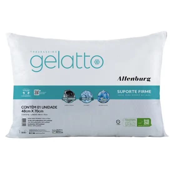 Travesseiro Altenburg Gelatto ORIGINAL 48x70cm Toque Gelado Antialérgico Suporte Firme