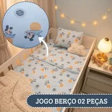Lençol e Fronha Estampado Disney Mickey Mouse para Berço 100% Algodão