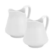 Kit 2 jarras de porcelana leiteiras de louça jarra de leite jarra média branca