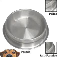 Comedouro Alumínio Pesado Polido Anti Formiga Vasilha Pote Ração Água Cachorro