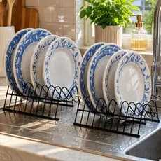 Kit 2 Suporte Organizador Porta 12 Pratos Cozinha Aramado Reforçado Prático