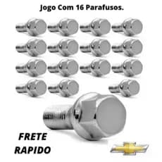 Jogo 16 Parafusos Cromado Roda Agile Prisma Corsa Celta Classic Montana Astra Vectra Meriva