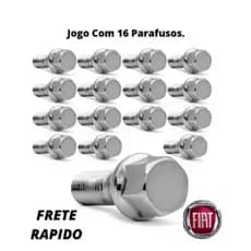 Jogo de parafusos cromados roda linha FIAT Uno Palio Siena Tipo Strada Tempra Palio Weekend Punto (16 peças) !!!!
