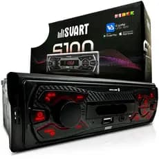 Rádio Som Automotivo MP3 Bluetooth USB Display Led Vermelho 1 Din Svart Tech One