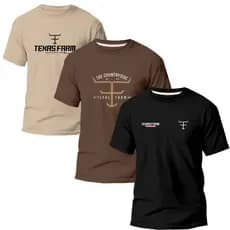 Kit 3 Camisas T3X@S F. @.R. M Unissex em 100% Algodão