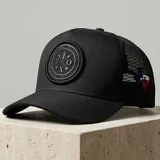 Boné Trucker Texas Owl bordado All Black Telinha Ajustável Aba Curvada Redinha Premium