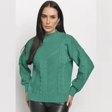 Blusa de Frio Inverno 3 Trança Tricô Gola Redonda Manga Longa Moda lançamento