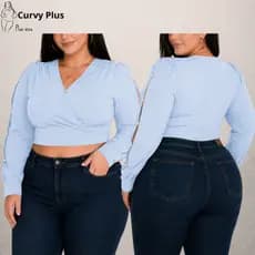Cropped Curve Plus Size Top Jumbo Barato liquidação Promoção