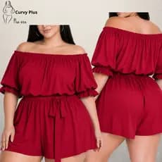 Macacão Curto Plus Size Ciganinha Lançamento Moda Macaquinho Feminino Soltinho Curto Plussize Feminino