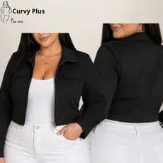 Jaqueta Plus Size Casaco Blusa Feminina Com Ziper Cargo Alfaiataria