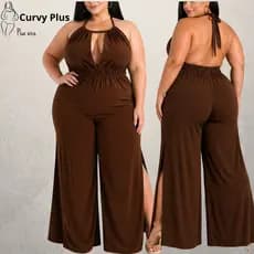 Macacão Plus Size Elegante Pantalona Feminina Festa macacaoplus size feminino